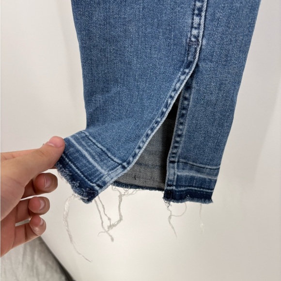 Anine Bing Front Pocket SplitHem Blue Mid Rise Straight Fray Ankle Jeans Size 28 - Picture 6 of 16